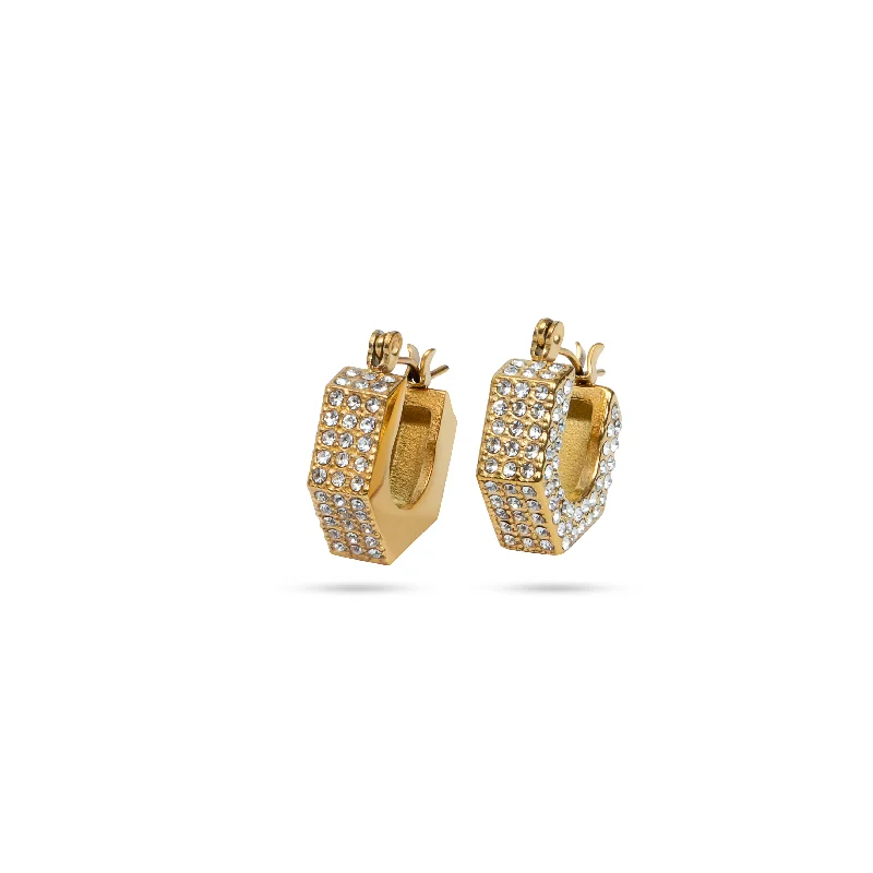 women's silver hoop drop earrings-THE PETIT PAVE HOOPS