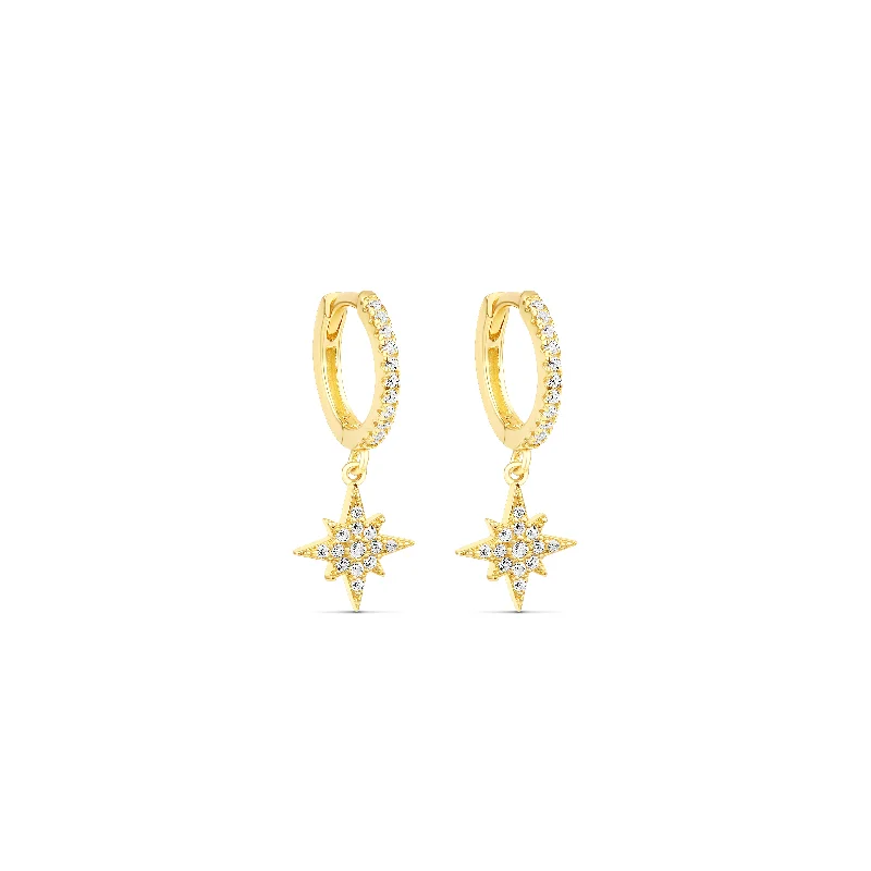 women's crystal earrings-The Gold Supernova Pave Huggies