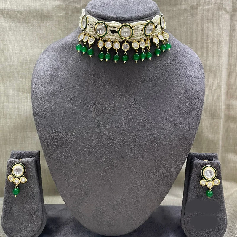 women's handmade necklaces-Jyoti Arts Gold Plated Kundan Choker Necklace Set