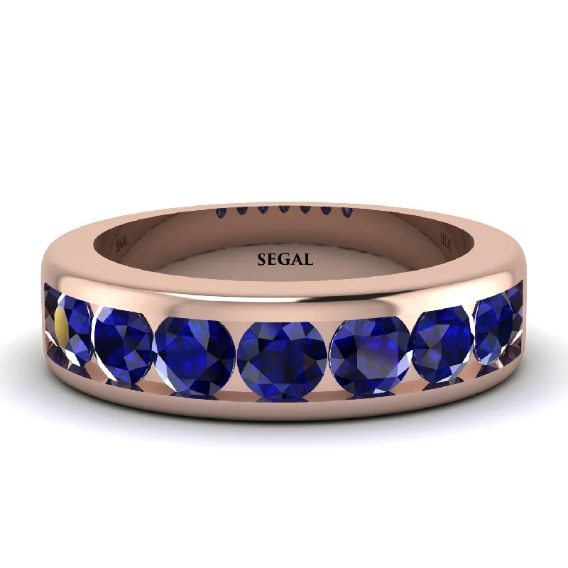 wedding rings with engagement stone-Sapphire Eternal Brilliance Men's Wedding Ring - Jamie No. 14