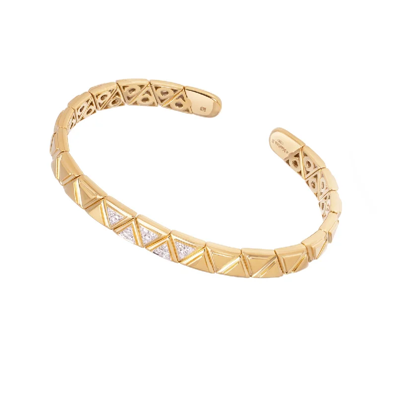 women's engraved bangles-Five Pave Diamond Cuff Bracelet