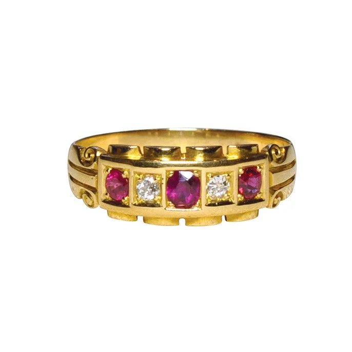 women's bangles-Victorian Diamond & Ruby Ring