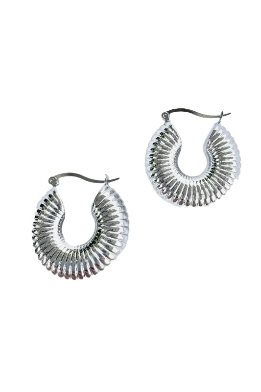 women's intricate design earrings-Santa Barbara Hoops, Silver