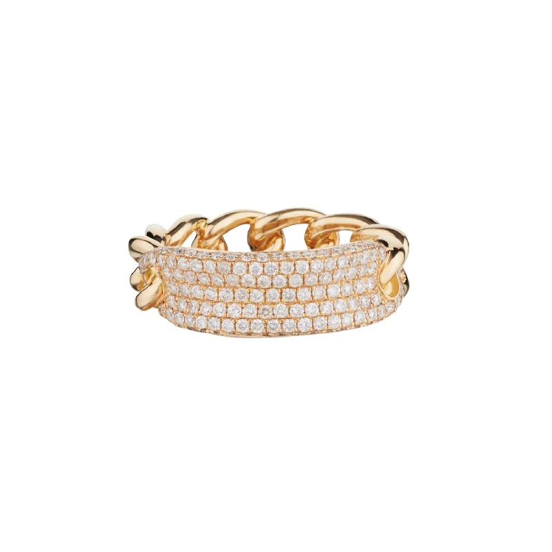 women's crystal rings-DIAMOND ID LINK RING