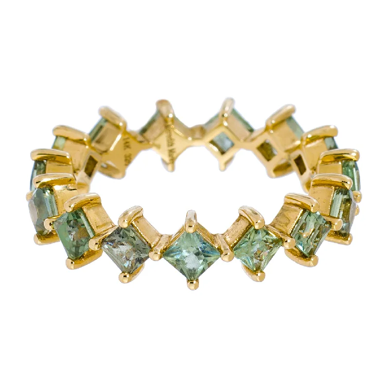 women's chic rings-Jo Band Yellow Gold Green Sapphire