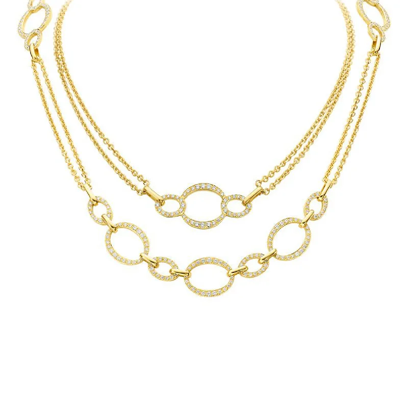 women's designer statement necklaces-Convertible 18k Yellow Gold Diamond Necklace