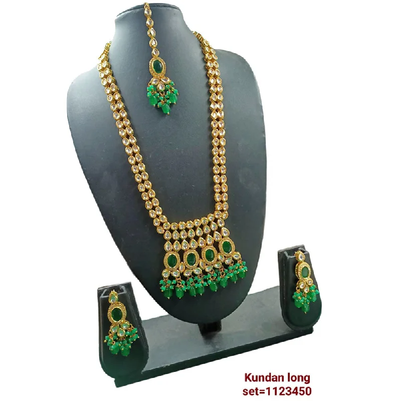 women's fashion-forward necklaces-Padmawati Bangles Kundan Stone Gold Plated Necklace Set