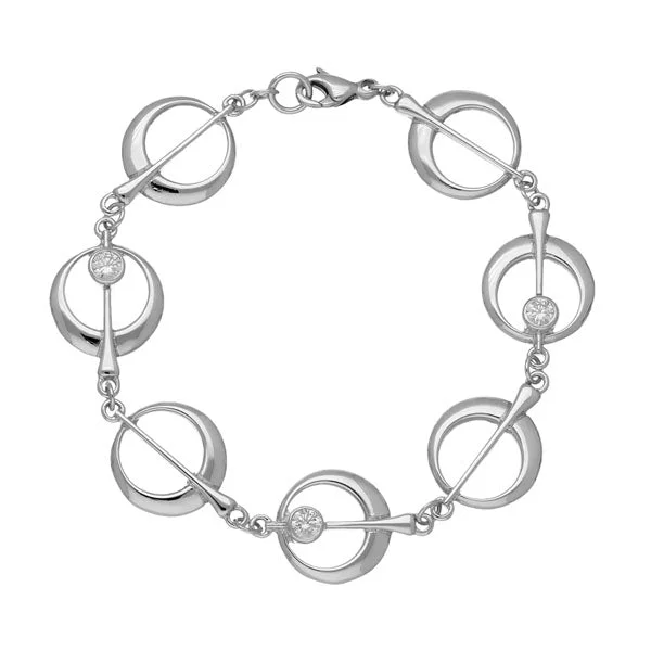 women's personalized bangles-Harlequin Silver Bracelet CBL112 Cubic Zirconia