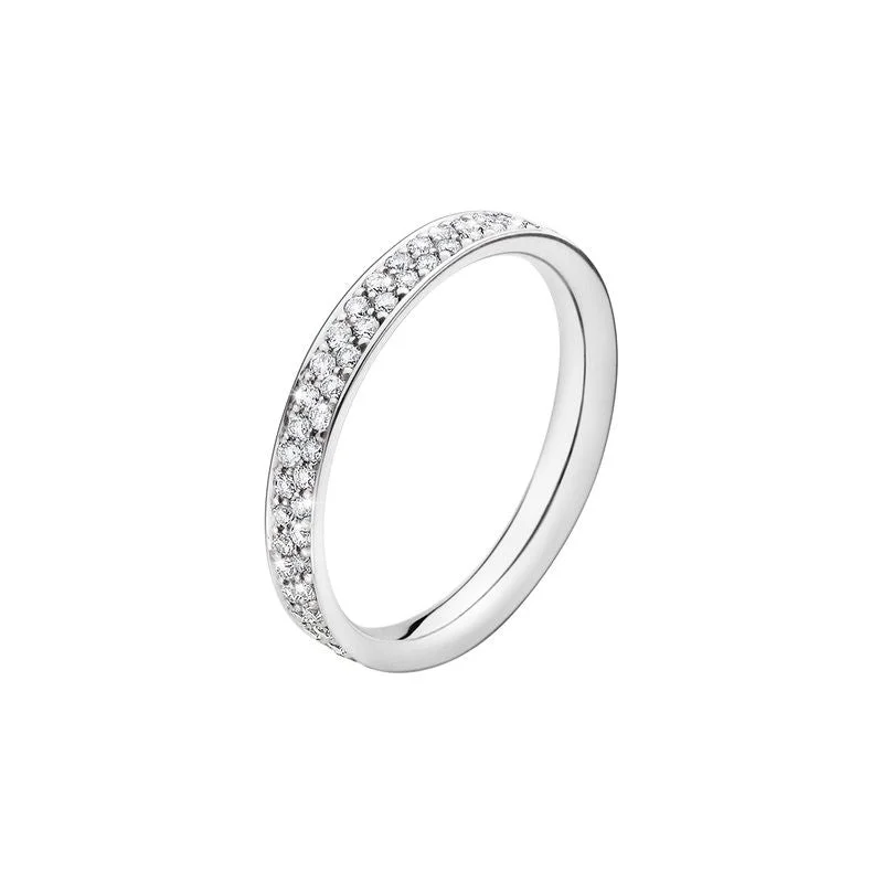 women's minimalist rings-Magic 18K White Gold Ring w. Pavé Diamonds