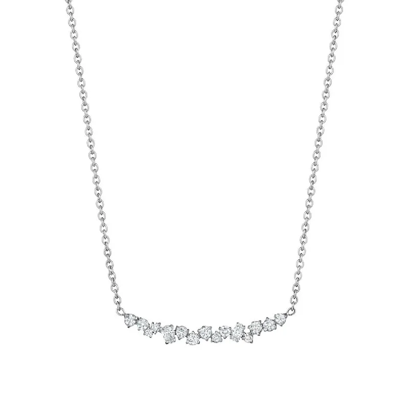 women's elegant statement necklaces-Curved Diamond Cluster Necklace