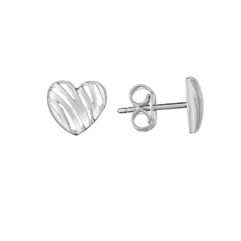 women's affordable earrings-14K Scribble Heart Studs