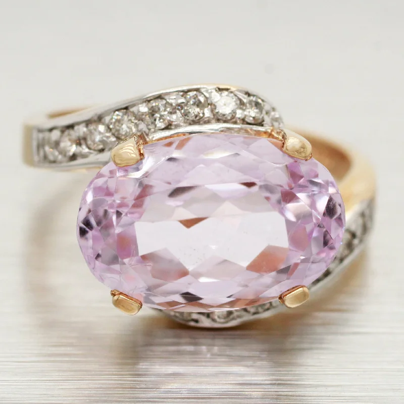 women's vintage rings-John C Rinker JCR Amethyst Ring - 14k Yellow Gold & Diamond Accents