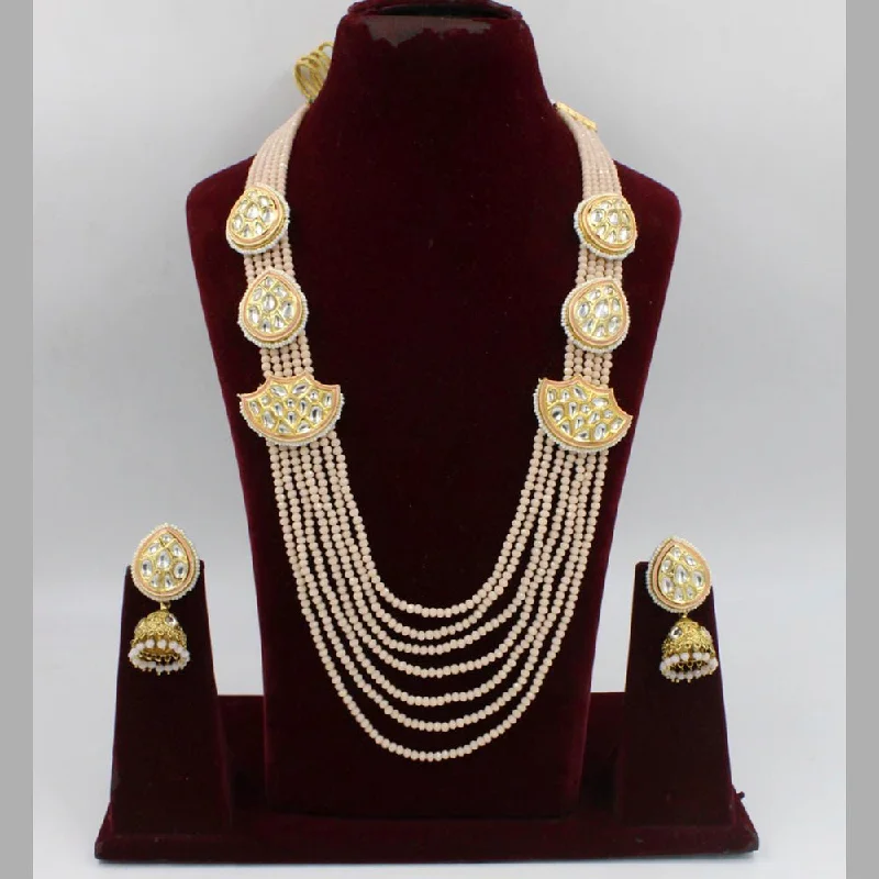 women's aquamarine necklaces-Manisha Jewellery Kundan Stone Gold Plated  Necklace Set