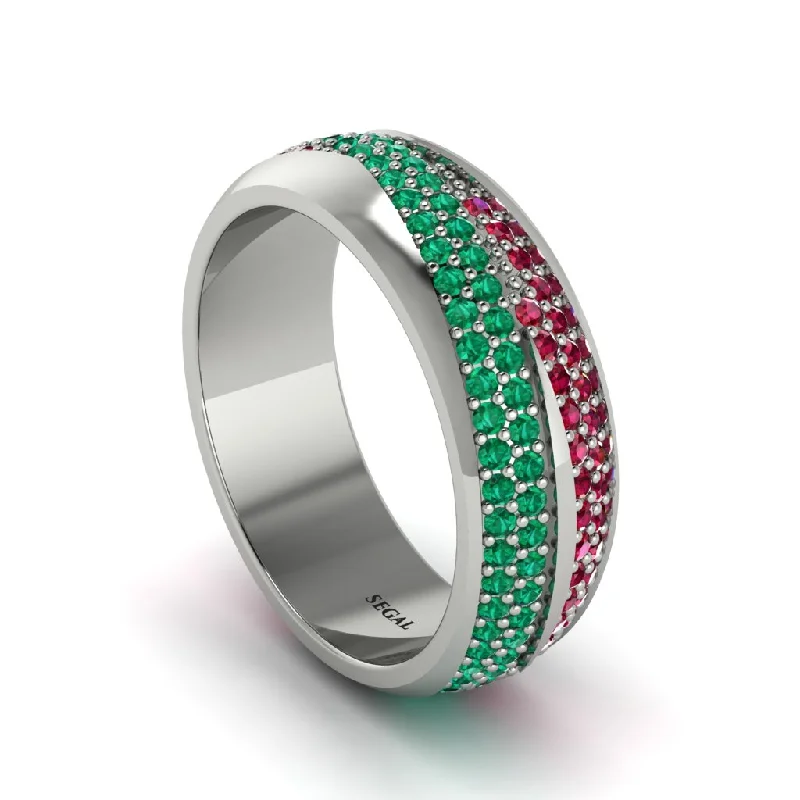 custom halo engagement rings-1.4Ct Emerald & Ruby Eternity Wedding Ring - Merritt No. 51