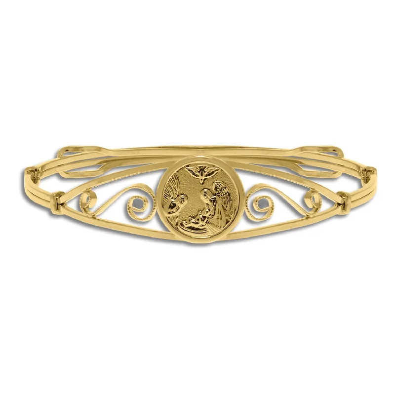 women's simple bangles-14KT Gold Filled Adjustable Guardian Angel Bangle Bracelet