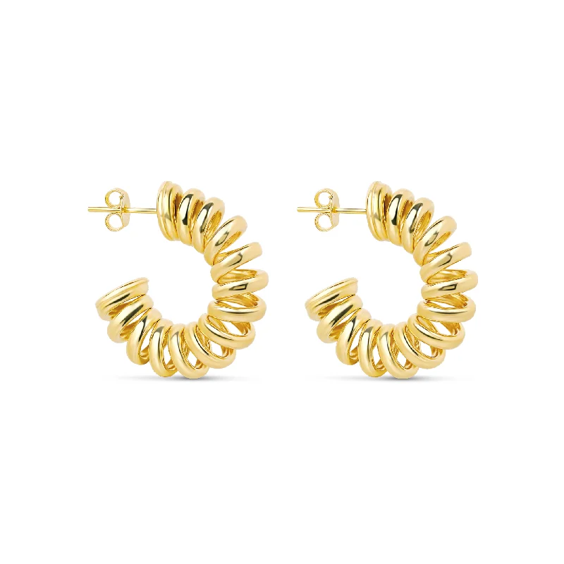 women's vintage-style earrings-THE GOLD SPIRAL HOOPS