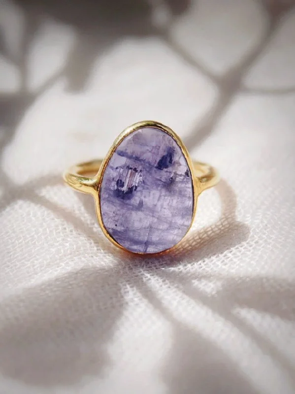 women's aquamarine rings-Statement Tanzanite Ring - Kila