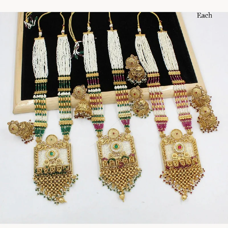 women's designer necklaces-Manisha Jewellery Kundan Stone Gold Plated  Necklace Set