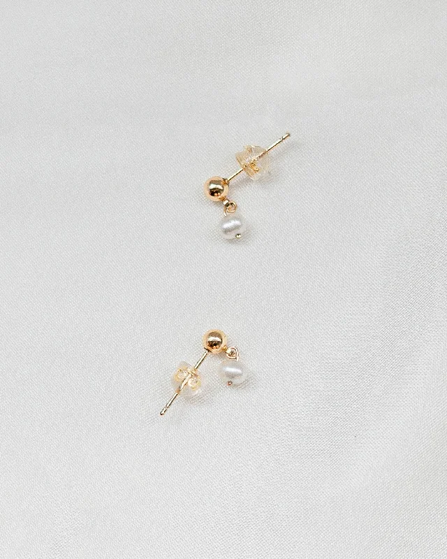 women's elegant pearl earrings-Kimberly Pearl Drop Studs