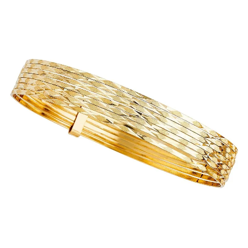 women's personalized bracelets-14KT Yellow Gold 8.5-inch Bangle Seminario Bracelet