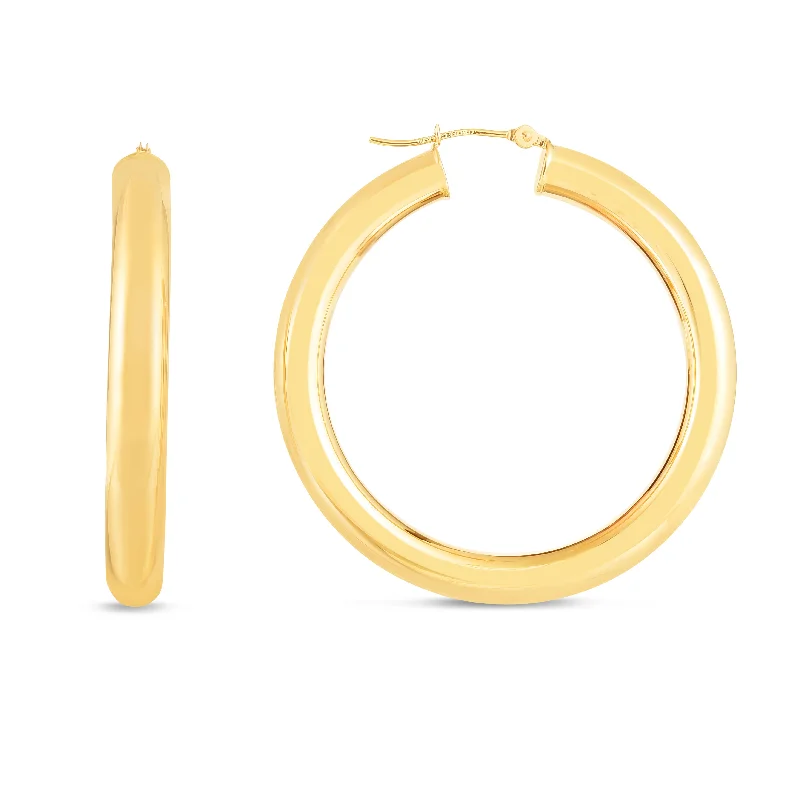 women's delicate earrings-14K Gold 5x40mm Hoops