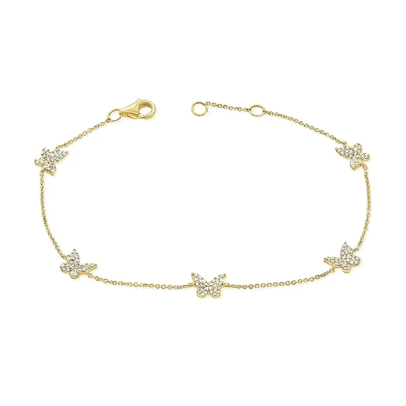 women's colorful gemstone bracelets-14k Gold & Diamond Butterfly Bracelet