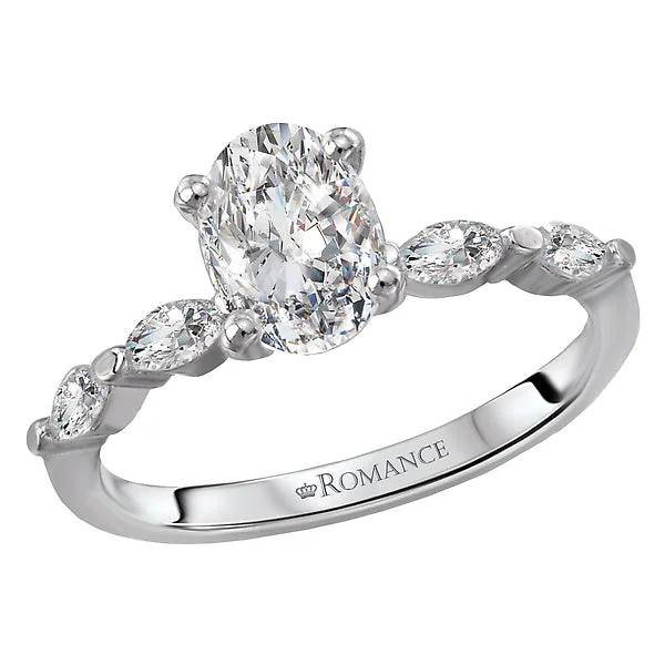 elegant engagement rings-14K White Gold Classic Semi-Mount Romance Collection Wedding Ring.