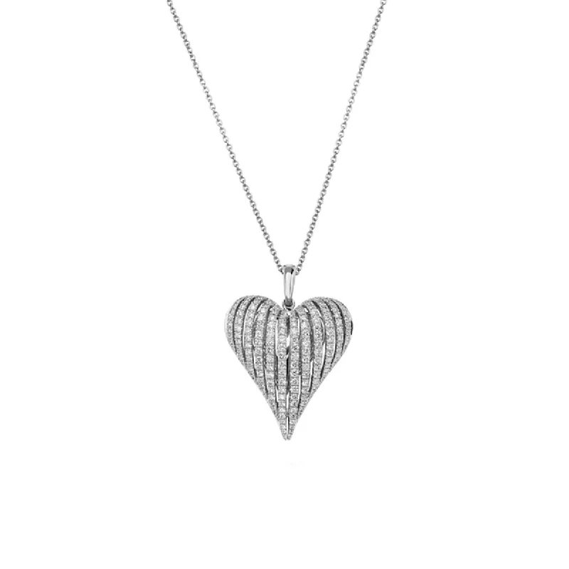 women's celestial necklaces-Classic Diamond Angel Heart Pendant Necklace