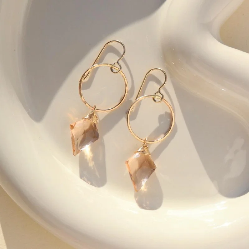 women's oversized hoop earrings-Champagne Quartz Drops