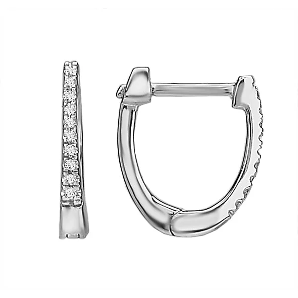 women's diamond earrings-Ladies Diamond Huggie Hoops