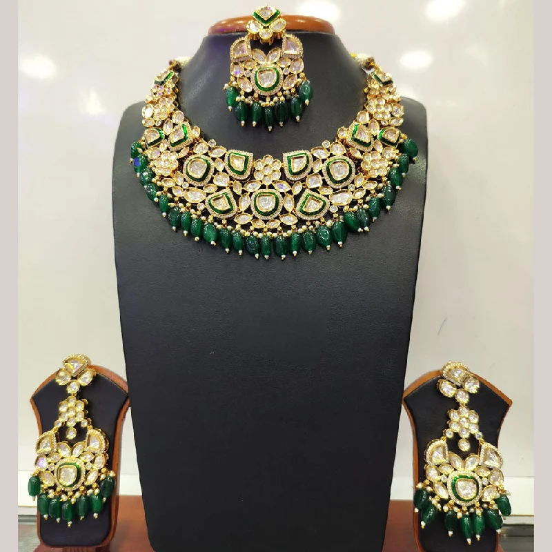 women's large statement necklaces-Jain Jewellers Gold Plated Kundan Necklace Set