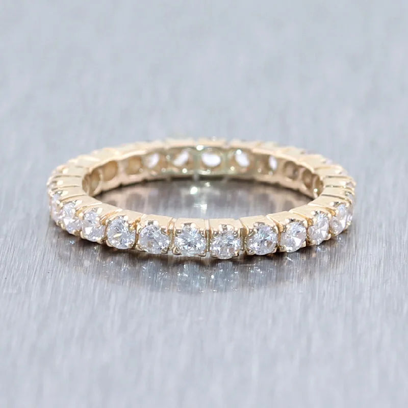 women's heart-shaped rings-14k Yellow Gold 1.00ctw Diamond Eternity Wedding Band Ring