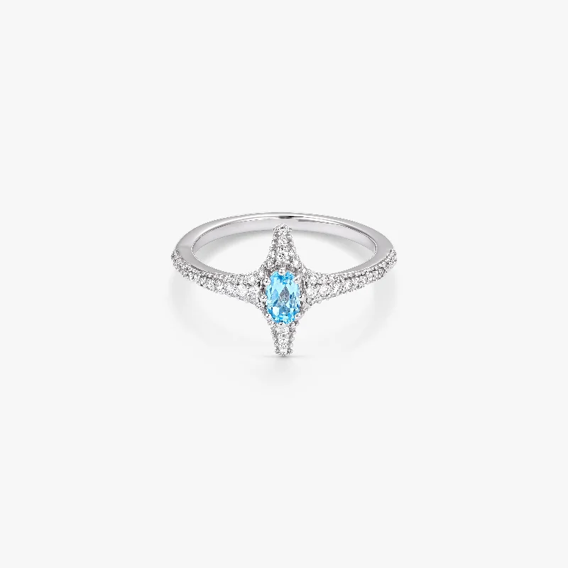 women's diamond wedding rings-Selene Blue Topaz Ring