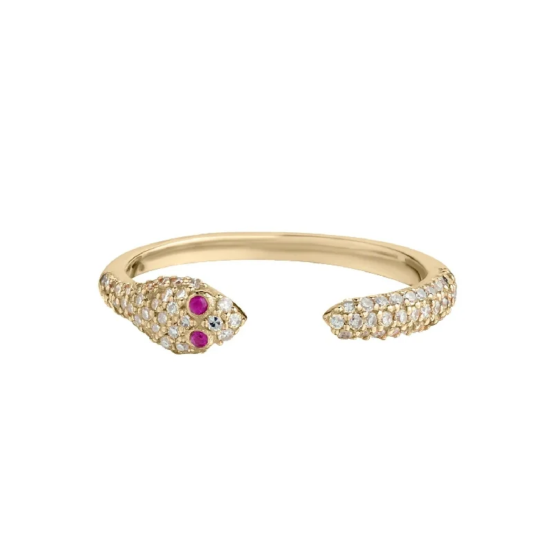 women's birthstone rings-RUBY & DIAMOND SNAKE RING