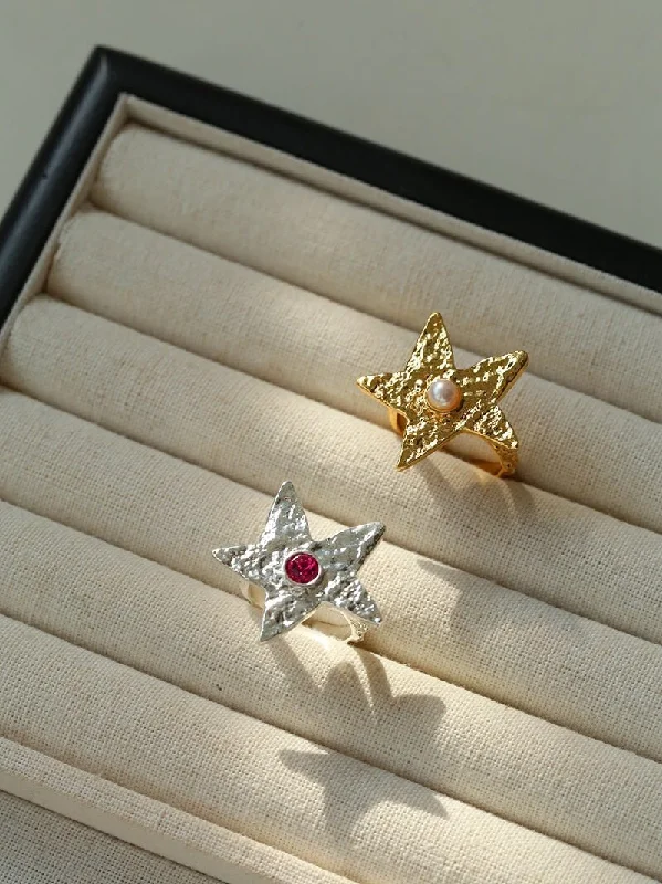 women's simple rings-Dazzling Stars Pentagram Planet Element Rings