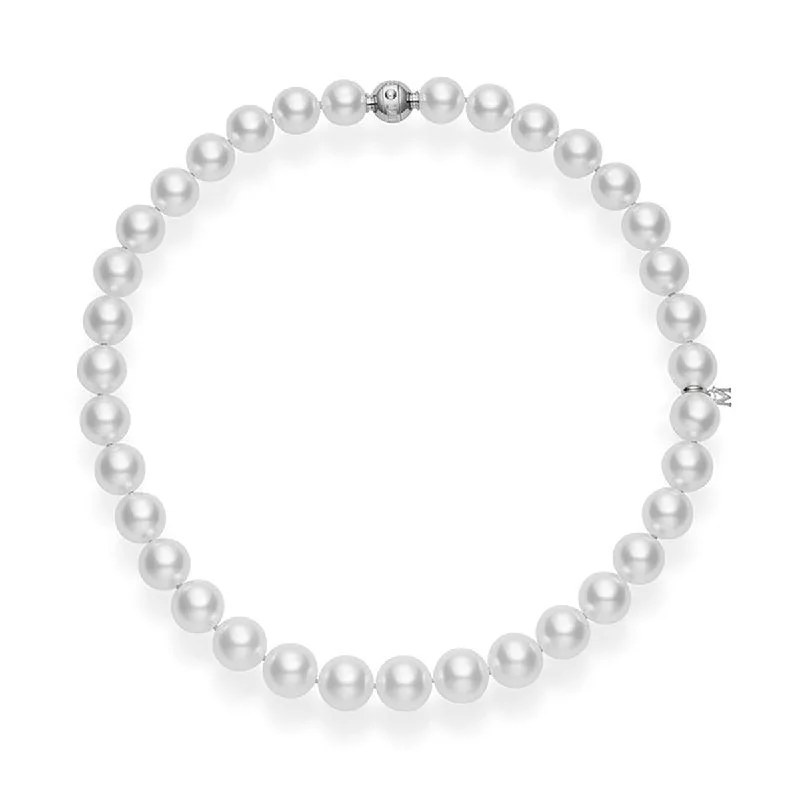 women's flower necklaces-Cultured Pearl Necklace 16 Inch in White Gold