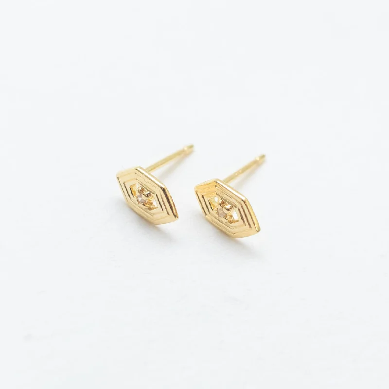 women's pearl stud earrings-Gold Vermeil Hexagon Shaped Studs