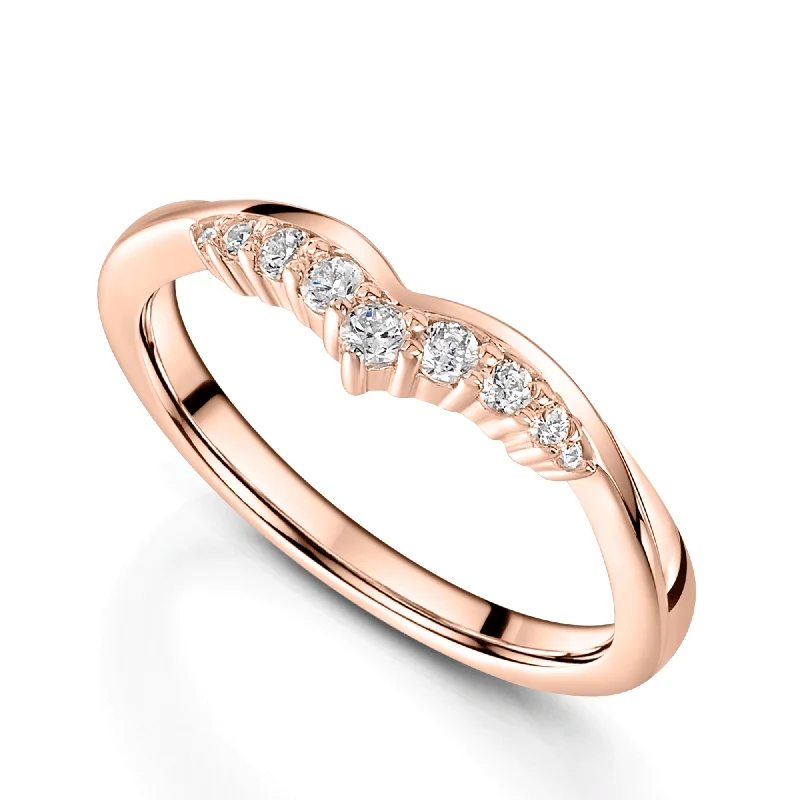 timeless diamond engagement rings-18ct Rose Gold V Shaped Diamond Set Wedding Ring