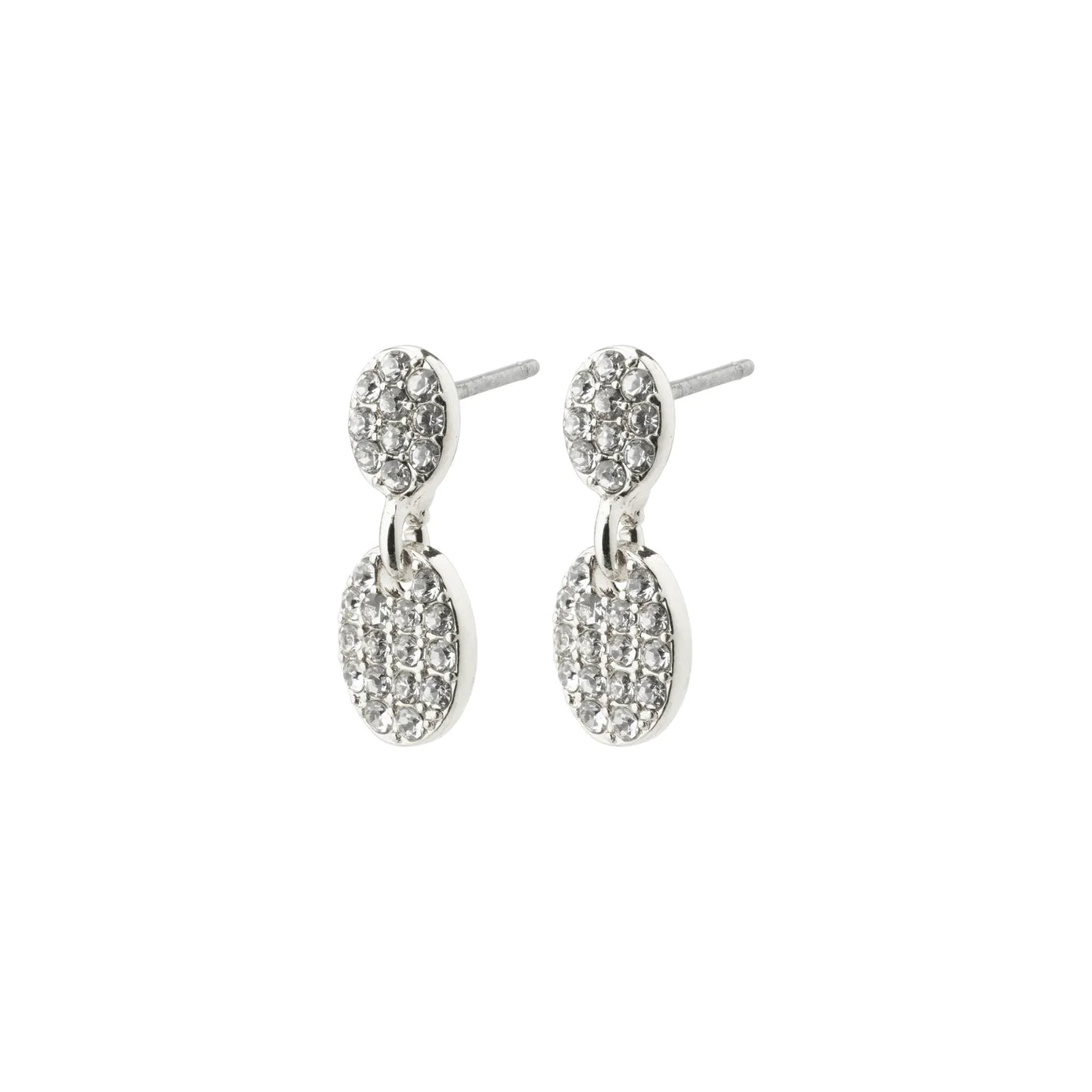 women's personalized earrings-Beat Silver Plated Crystal Studs