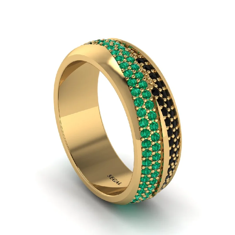 engagement rings with round diamonds-1.4Ct Emerald & Black Diamond Eternity Wedding Ring - Merritt No. 34