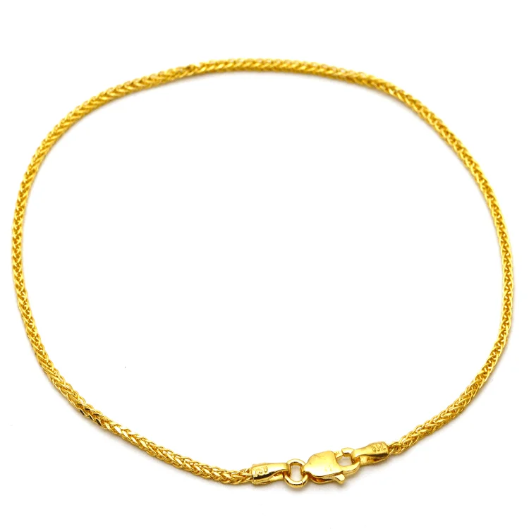 women's minimalist gold bangles-Real Gold Wide Wheat Bracelet HSPRTDK 4170 (20 C.M) BR1443