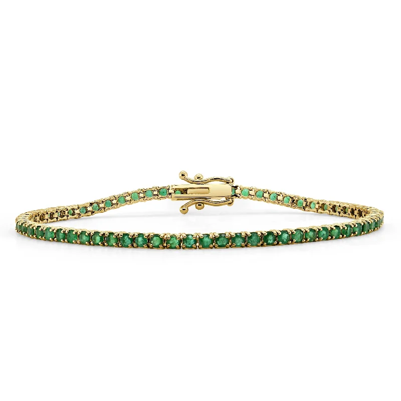 women's luxe tennis bangles-14k Gold & Green Emerald Tennis Bracelet