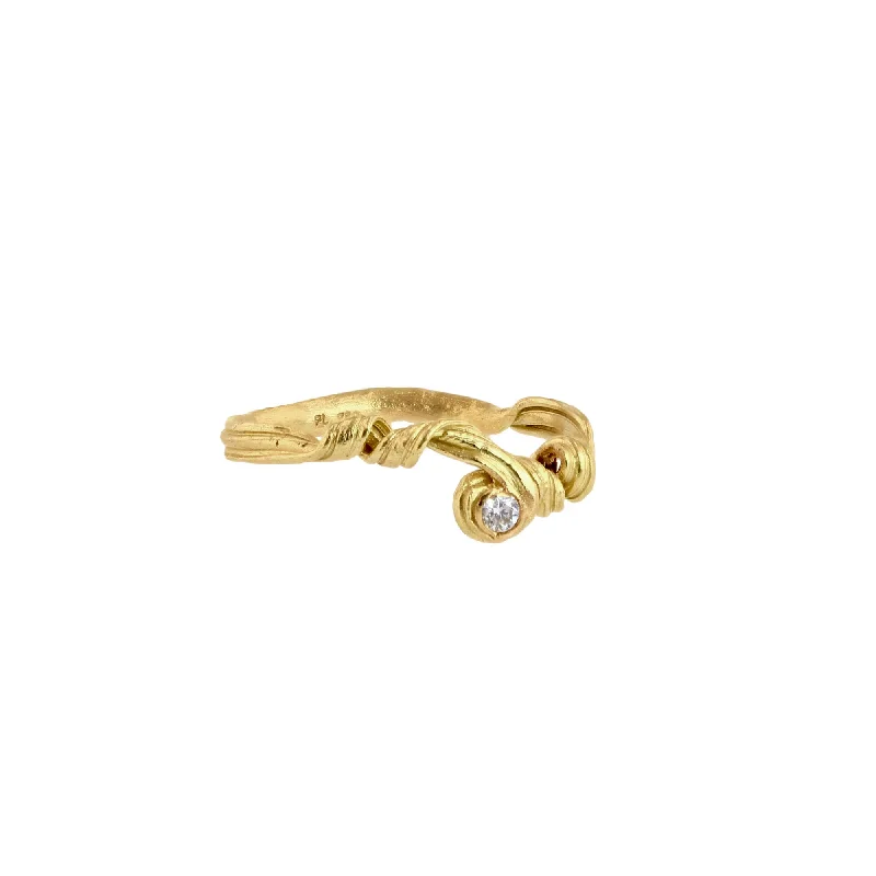 women's adjustable silver rings-Fouettés #2 18K Gold Ring w. Diamond