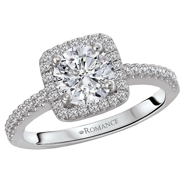 engagement rings with matching bands-14K White Gold Halo Semi-Mount Romance Collection Wedding Ring.