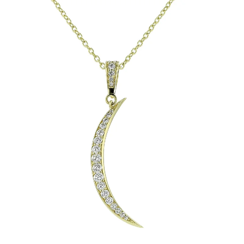 women's trendy necklaces-Crescent Diamond Pendant Necklace