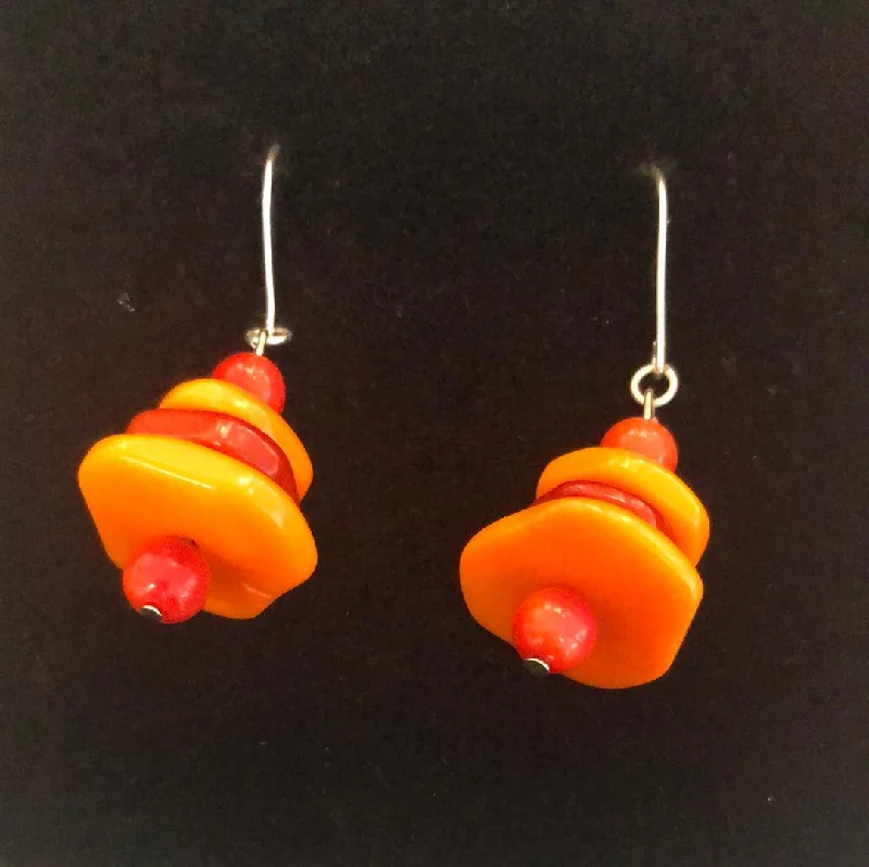 women's hoop stud earrings-Tagua CAINA Sunset Threesome