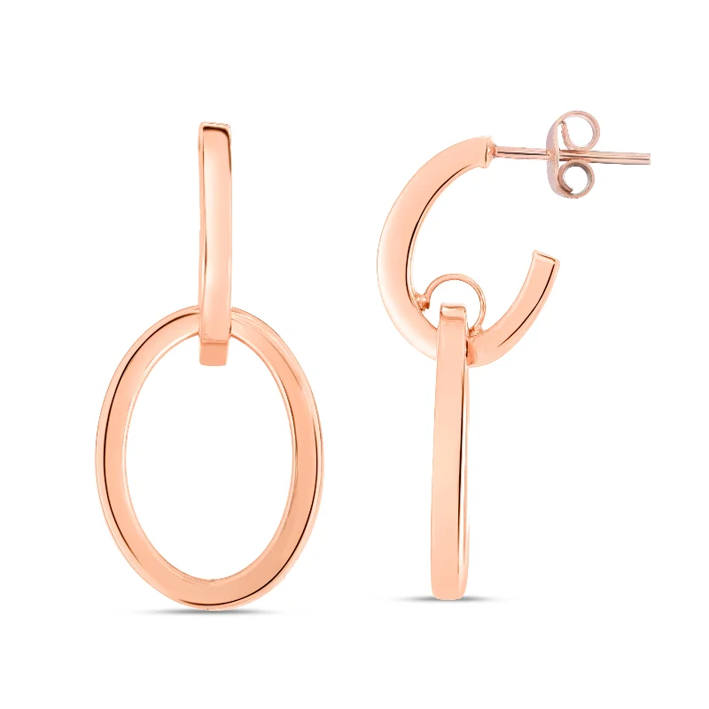 women's lightweight earrings-14K Gold Interlocking Drop Hoops