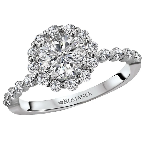 engagement rings for women-14K White Gold Halo Semi-Mount Romance Collection Wedding Ring.