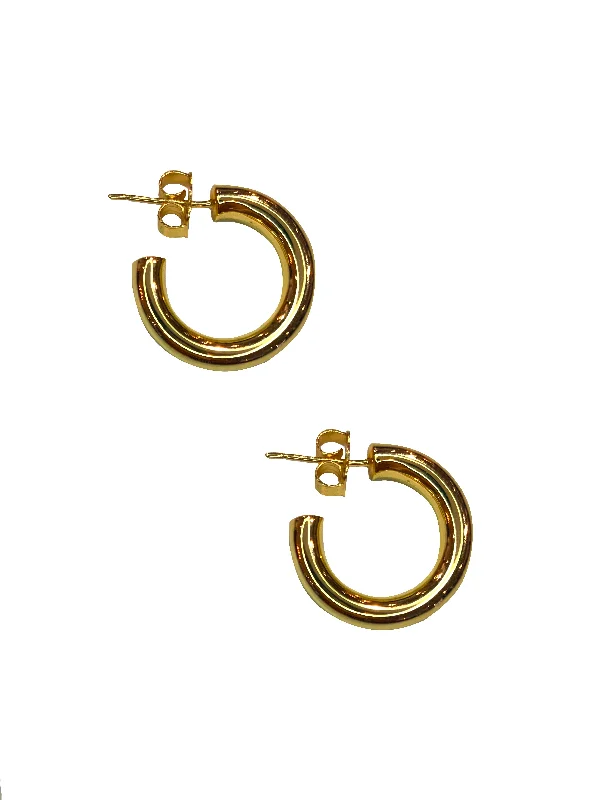 women's pearl earrings-Chunky Hoops - Gold