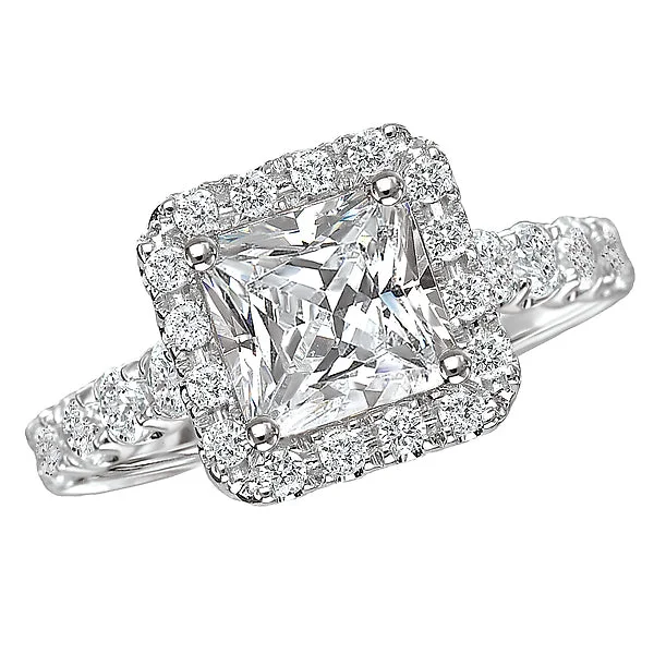 timeless engagement rings-14K White Gold Halo Semi-Mount Romance Collection Wedding Ring.